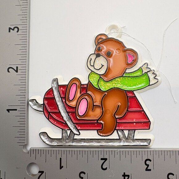 Vintage Bear Christmas Ornaments Set of 4 Skating Sledding Drummer - Picture 6 of 7